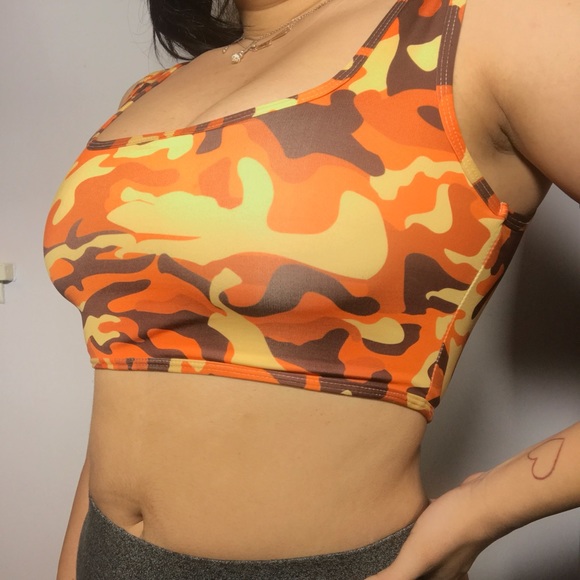 Orange Camo Cami Crop top - Picture 1 of 3